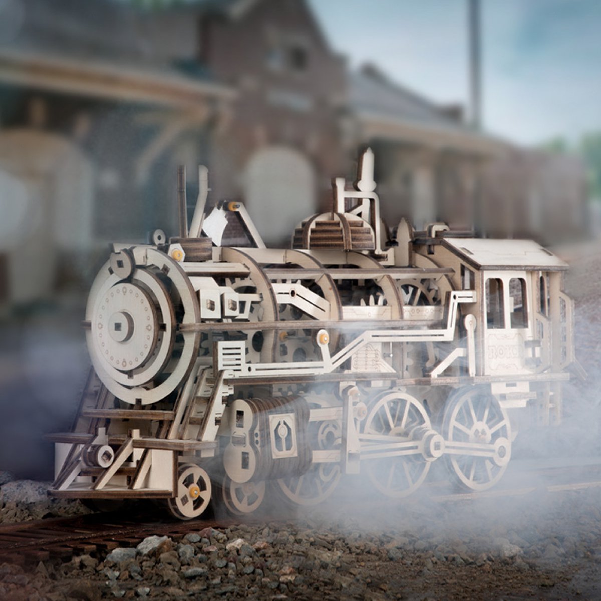 3D houten puzzel locomotief 37 × 12 × 18,5 cm – 350 stukjes