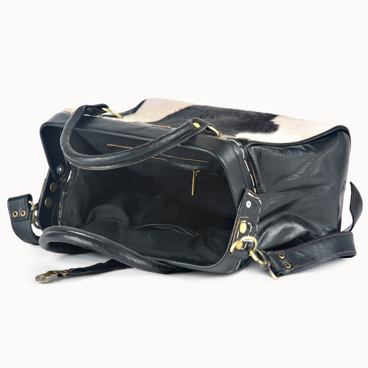 Frou leren handtas met koeienvacht, 30 × 13 × 20 cm