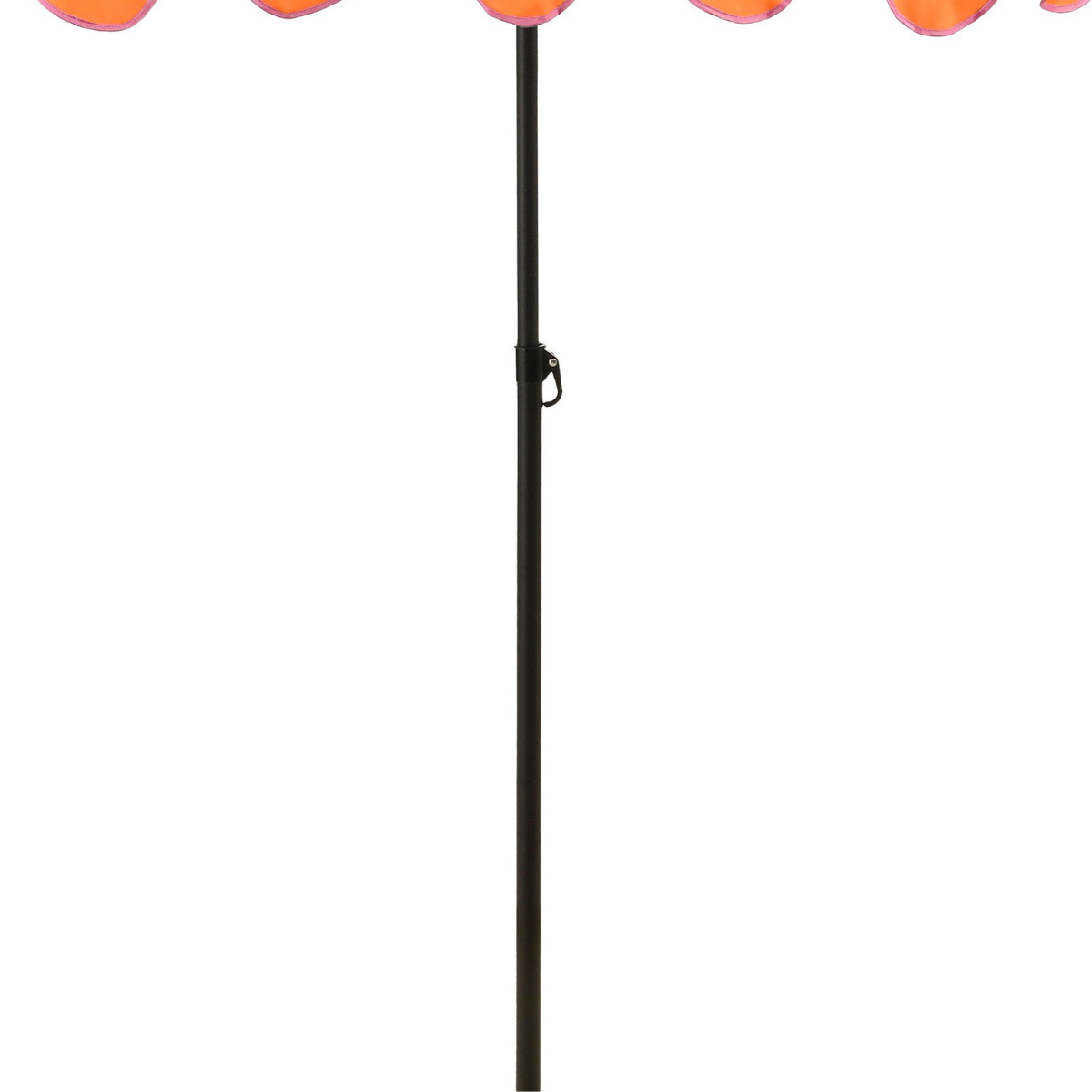 Oranje-roze gestreepte parasol met ruches Ø197 cm