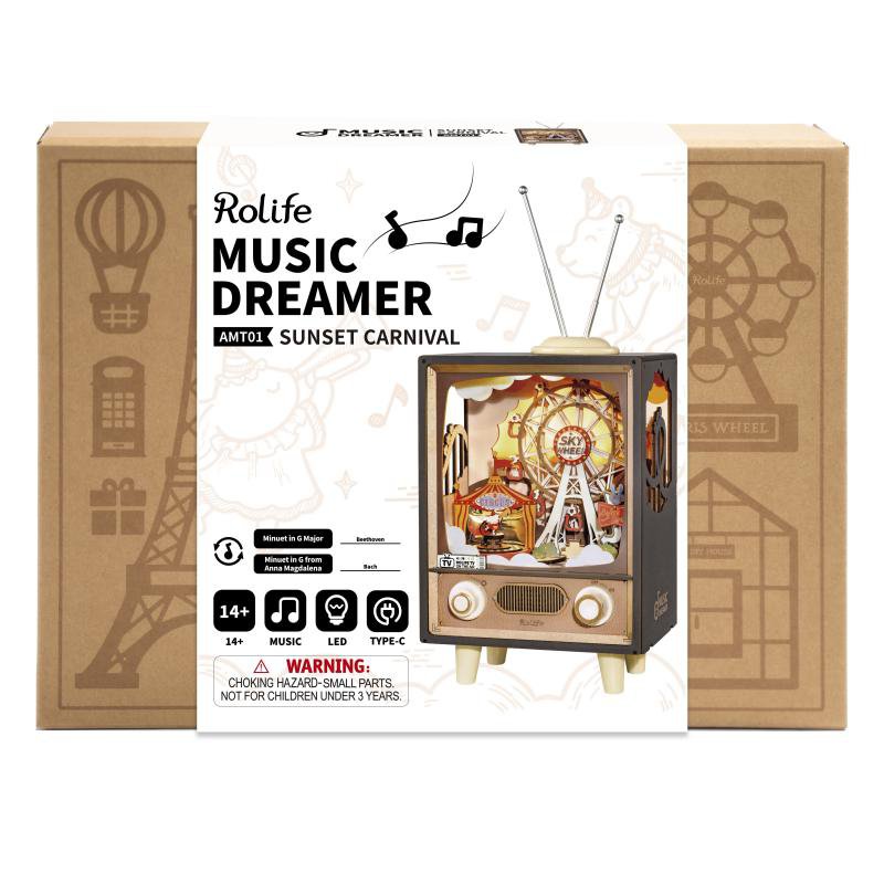 DIY Houten muziekdoos 3D puzzel Sunset Carnival, 41 cm