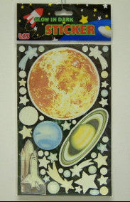 Glow in the dark ruimte stickers – planeten en maan