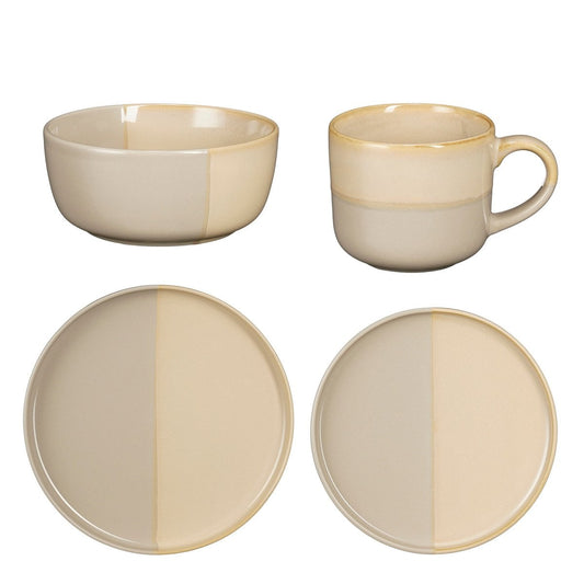 Mica Decorations Ozzu Serviesset – 16-delig Steengoed Grijs (4 personen)