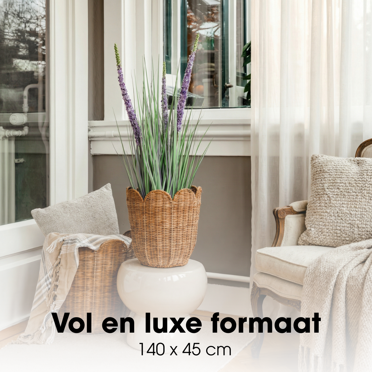 Eremurus kunstgras met pot, groen en paars, 140 cm
