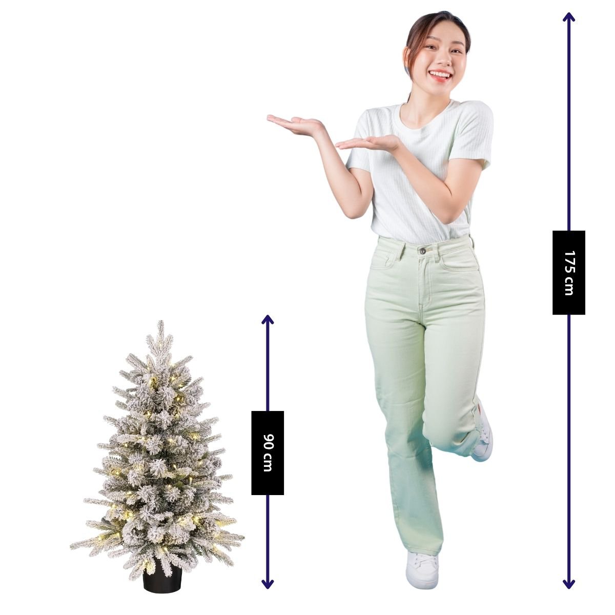 Grimshaw besneeuwde kunstkerstboom met LED, 90 cm, Ø 61 cm
