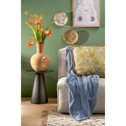 Fleece plaid Famke lichtblauw, 130 × 180 cm