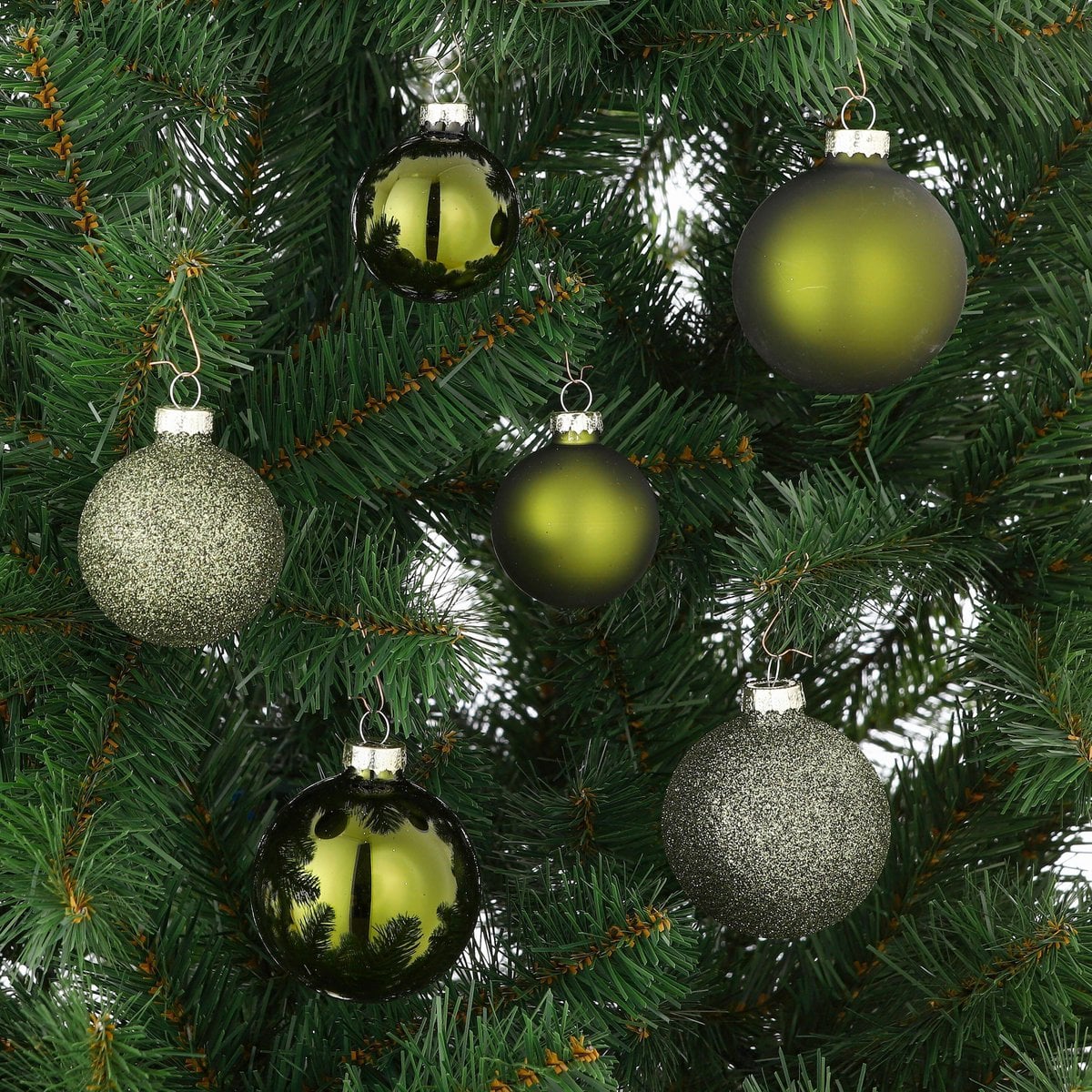 Glazen kerstballen, groen, 26 stuks
