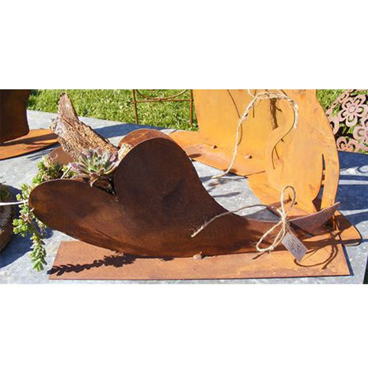 Plantenhart scheef 35 × 17 cm, patina tuindecoratie