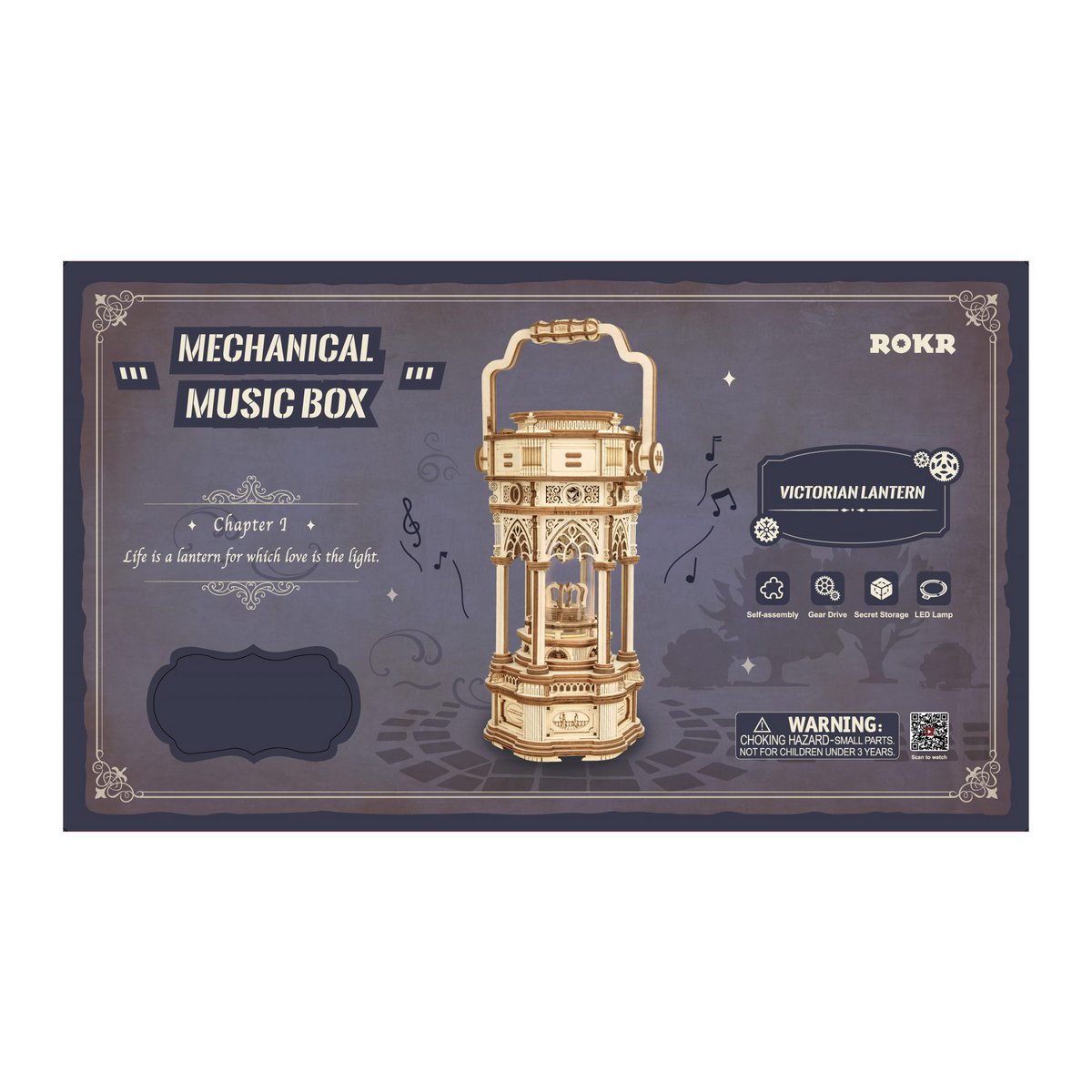 DIY 3D houten muziekdoos Victorian Lantern, 14 x 11,5 x 30 cm