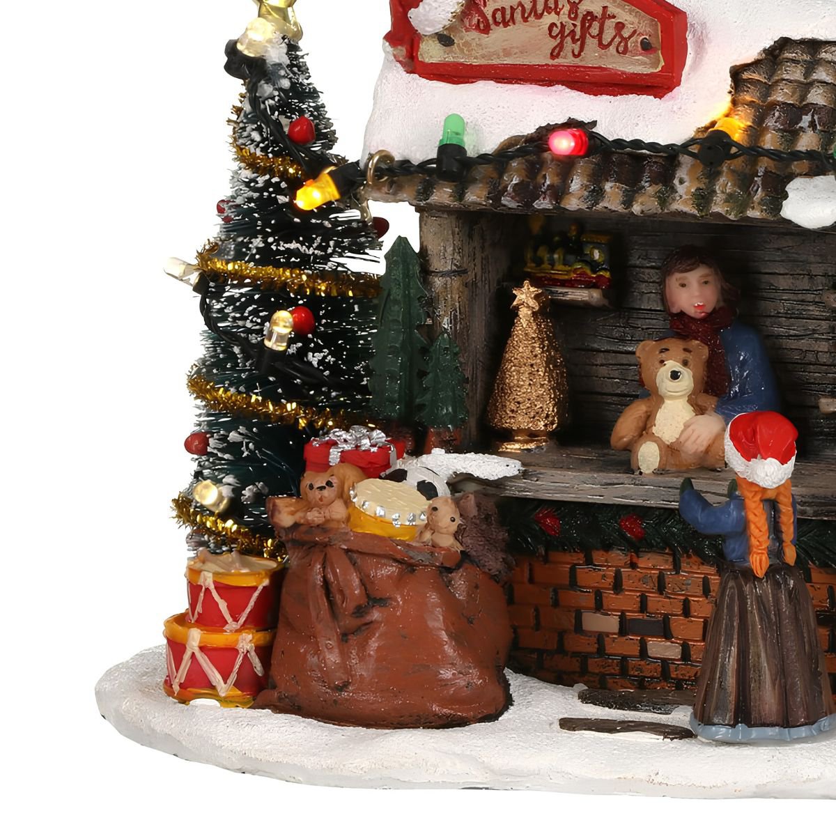 Kerstdorp cadeaukraam met verlichting, 13,5 × 8,5 × 11 cm