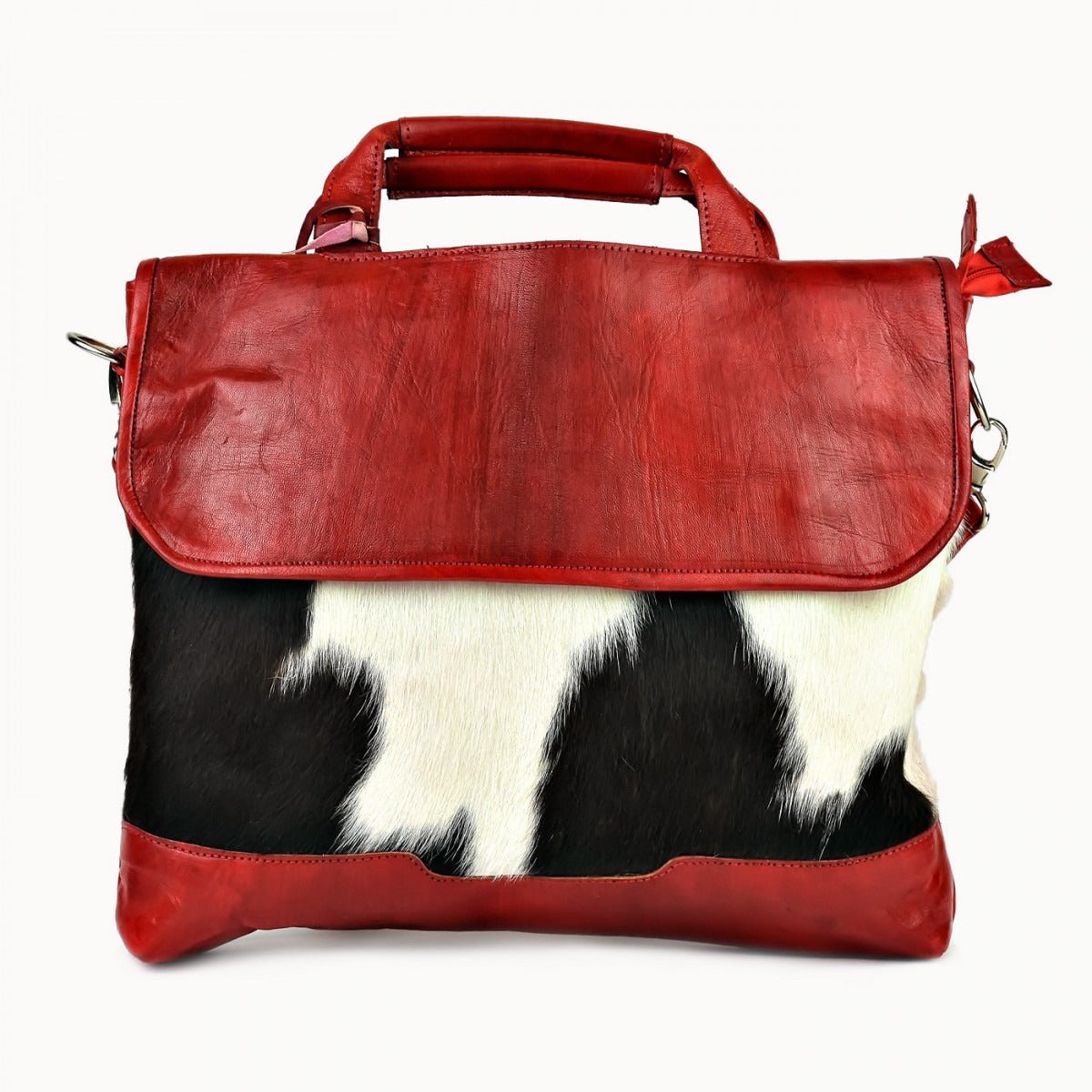 Rana leren tas met koeienvacht, 41 × 6 × 31 cm