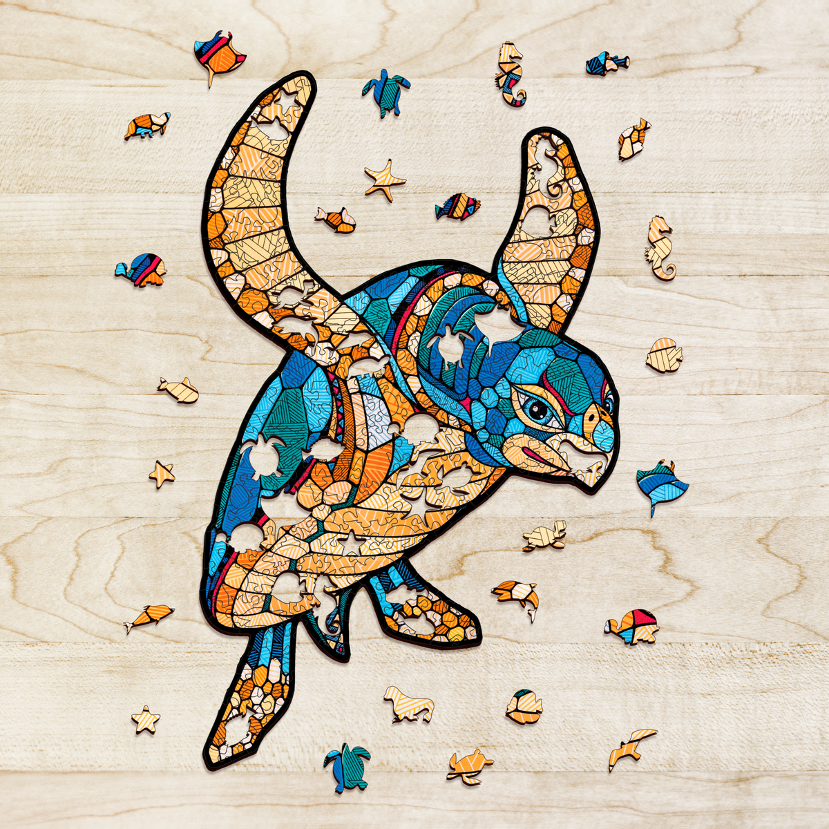 Houten legpuzzel schildpad M 150 stukjes, 39,5 × 28,1 cm