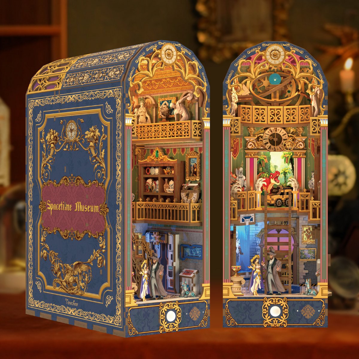 DIY book nook spacetime museum bookend, 27 cm