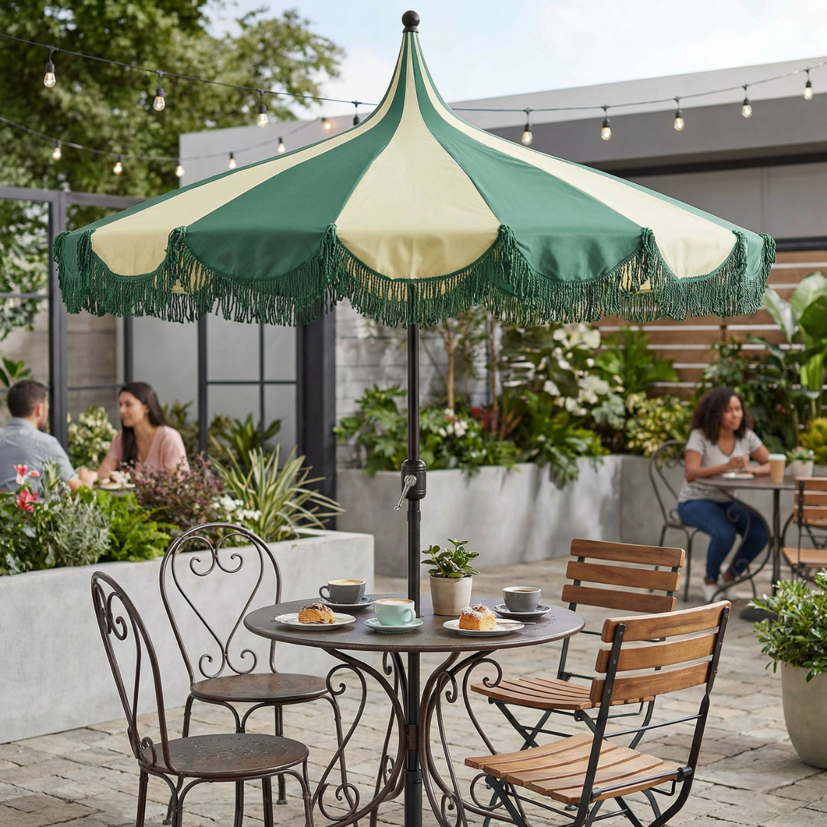 Groene gestreepte parasol Kim Ø235 cm