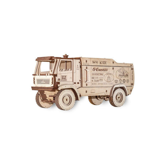 DIY houten mechanische puzzel rallytruck MAZ-5309RR, 35,2 x 13,1 x 16,7 cm