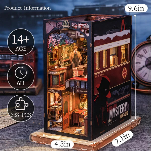 Train Mystery Case book nook, 18 × 11 × 23 cm