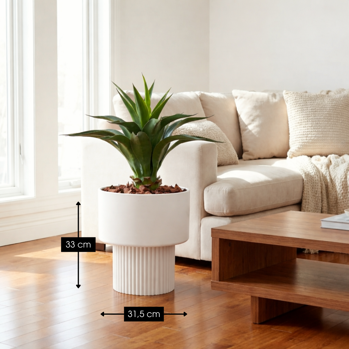Lux bloempot, ijzer, off-white, Ø 31,5 × 33 cm