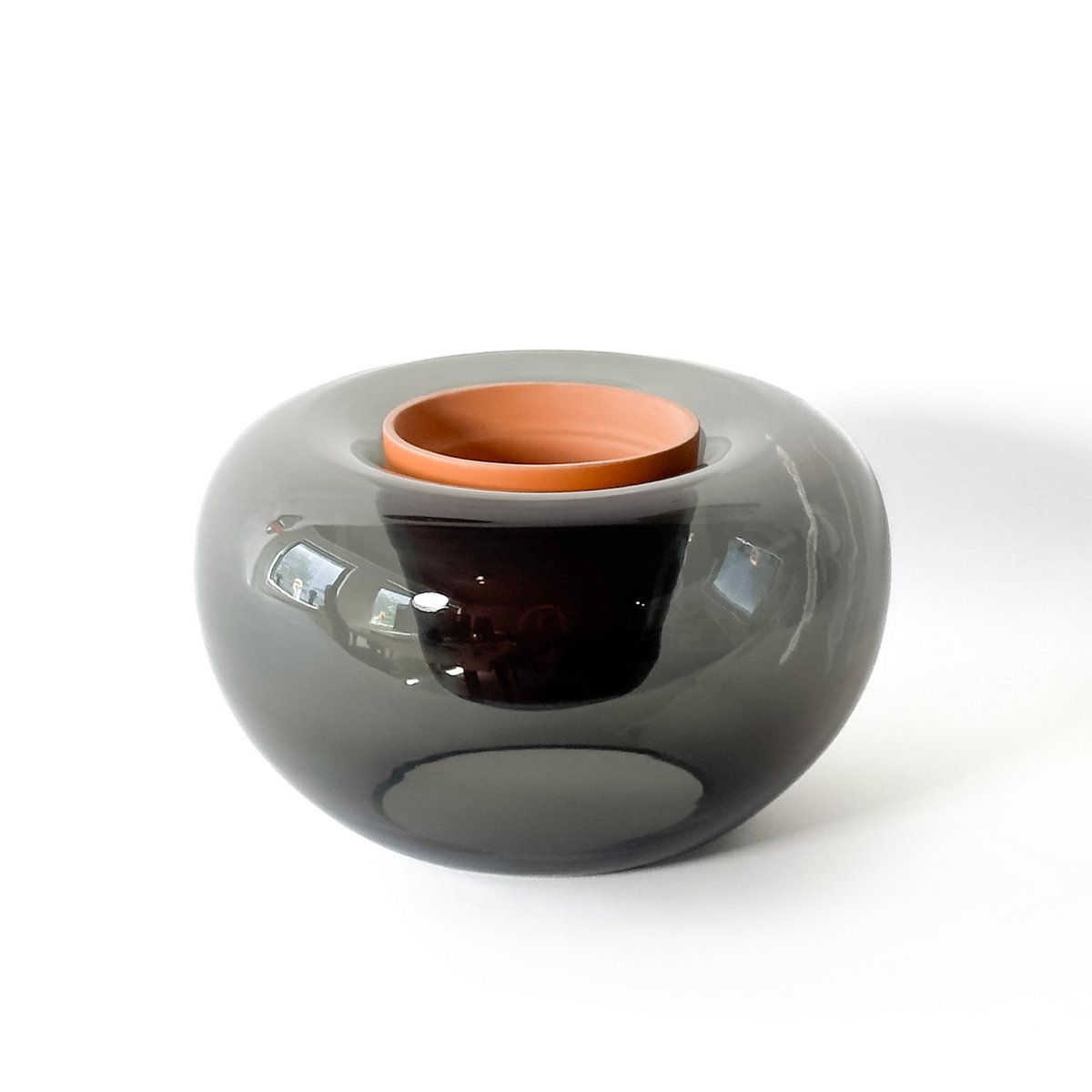 Potvase glazen plantenvaas met terracotta pot, Ø 35 cm