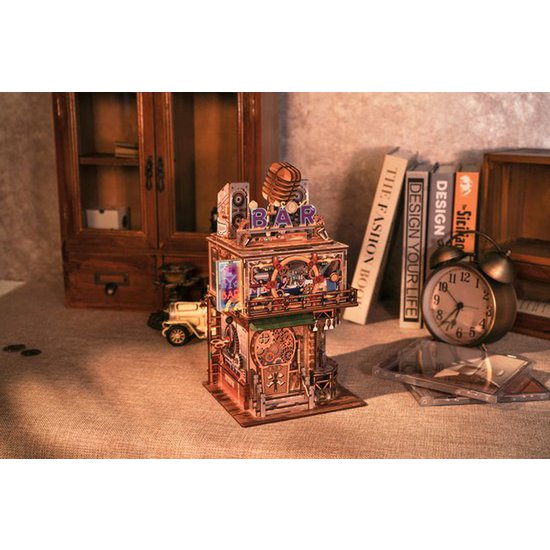 3D houten bouwpakket punk bar bureau organizer 15 × 14 × 25 cm – 161 stukjes