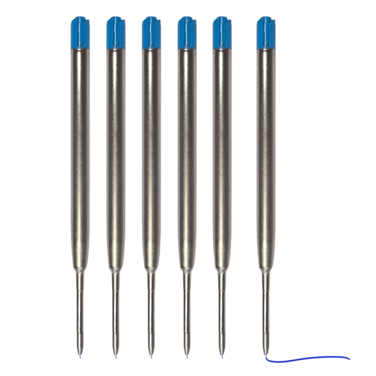 Kurk pen navulling, blauw, 6 stuks