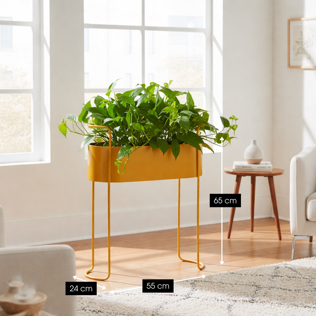 Moritz plantenbak op standaard, bruin, 55 × 24 × 65 cm