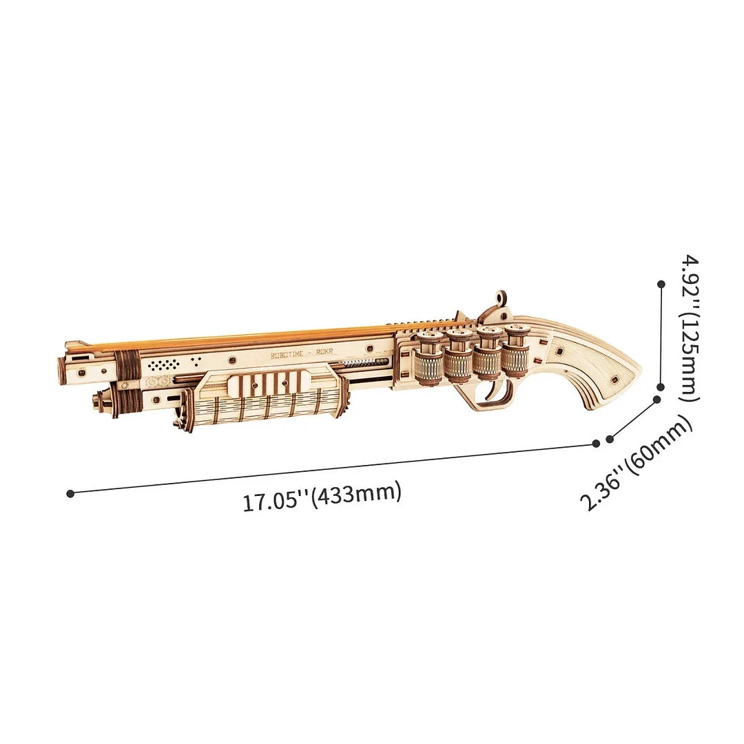 Terminator M870 3D houten puzzel, 43,3 × 6 × 9,2 cm