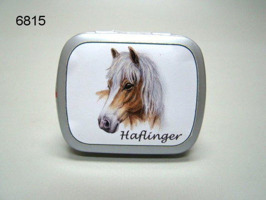 Haflinger, blikje met pepermunt