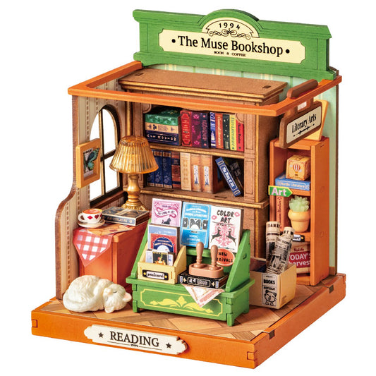 DIY miniatuurhuis The Muse Bookshop 10 x 10 x 12 cm
