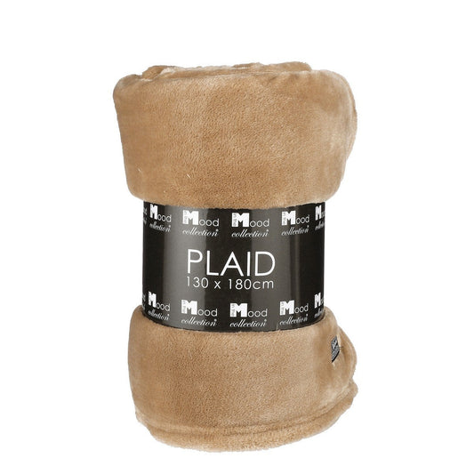 Plaid Famke fleece, lichtbruin, 130 × 180 cm