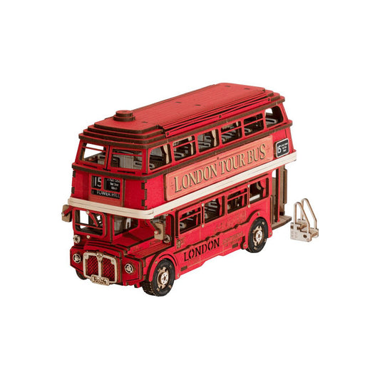 3D mechanische houten puzzel London tour bus 19,4 x 7,8 x 11,3 cm