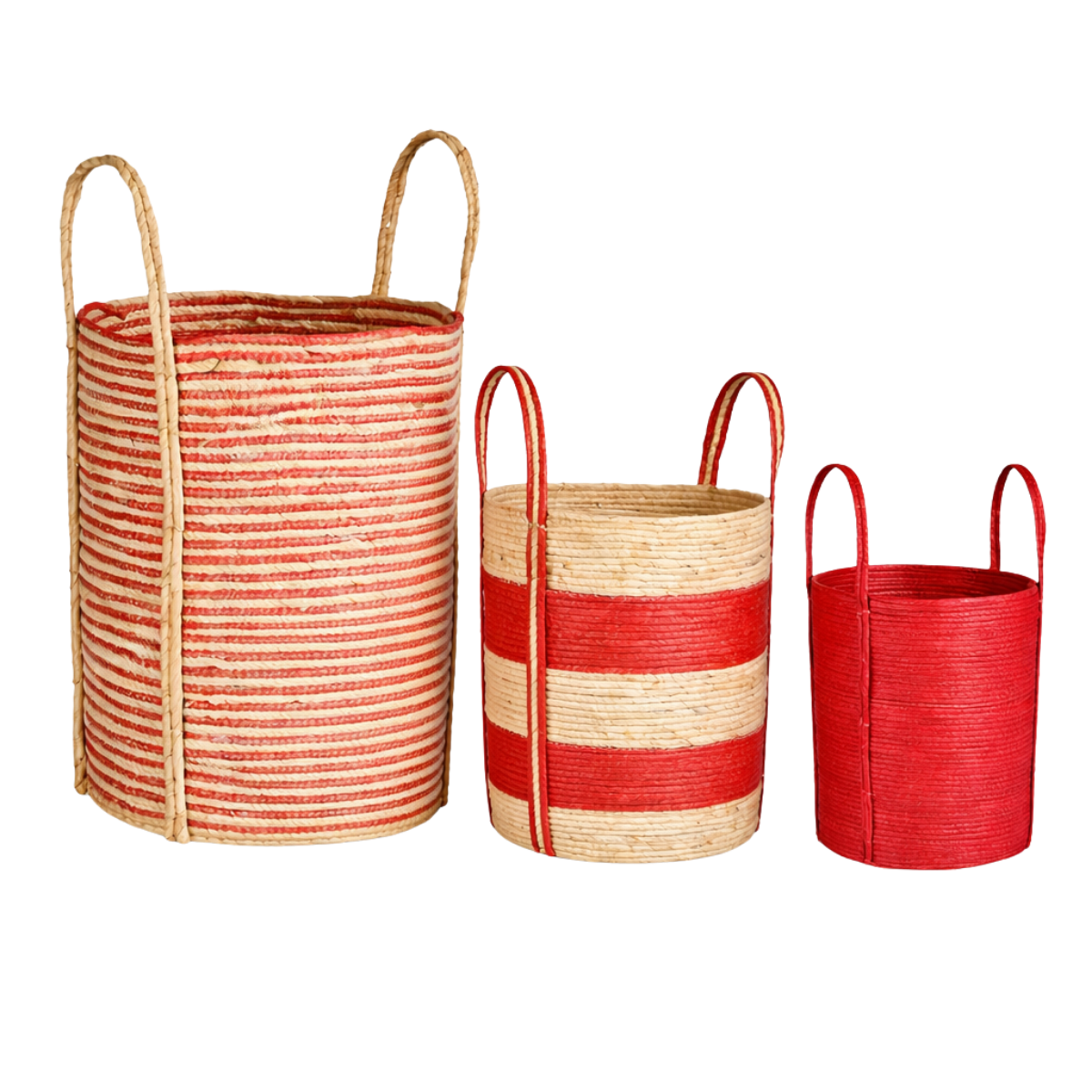 Brooklyn opbergmanden, set van 3, rood en lichtbruin
