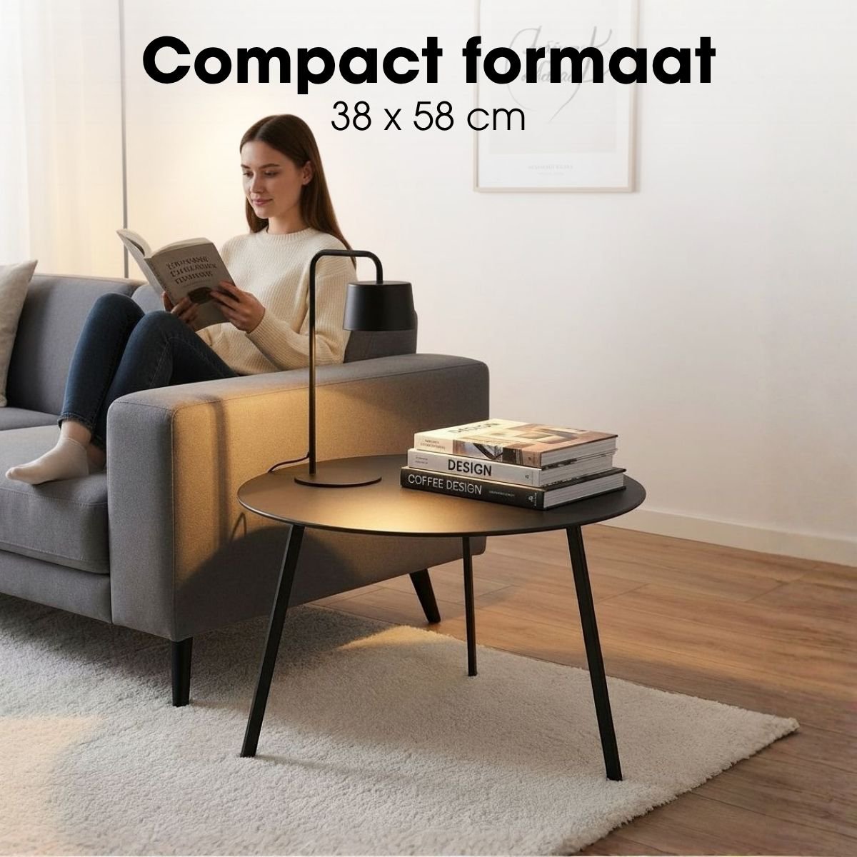 Seattle bijzettafel zwart, rond, 58 cm