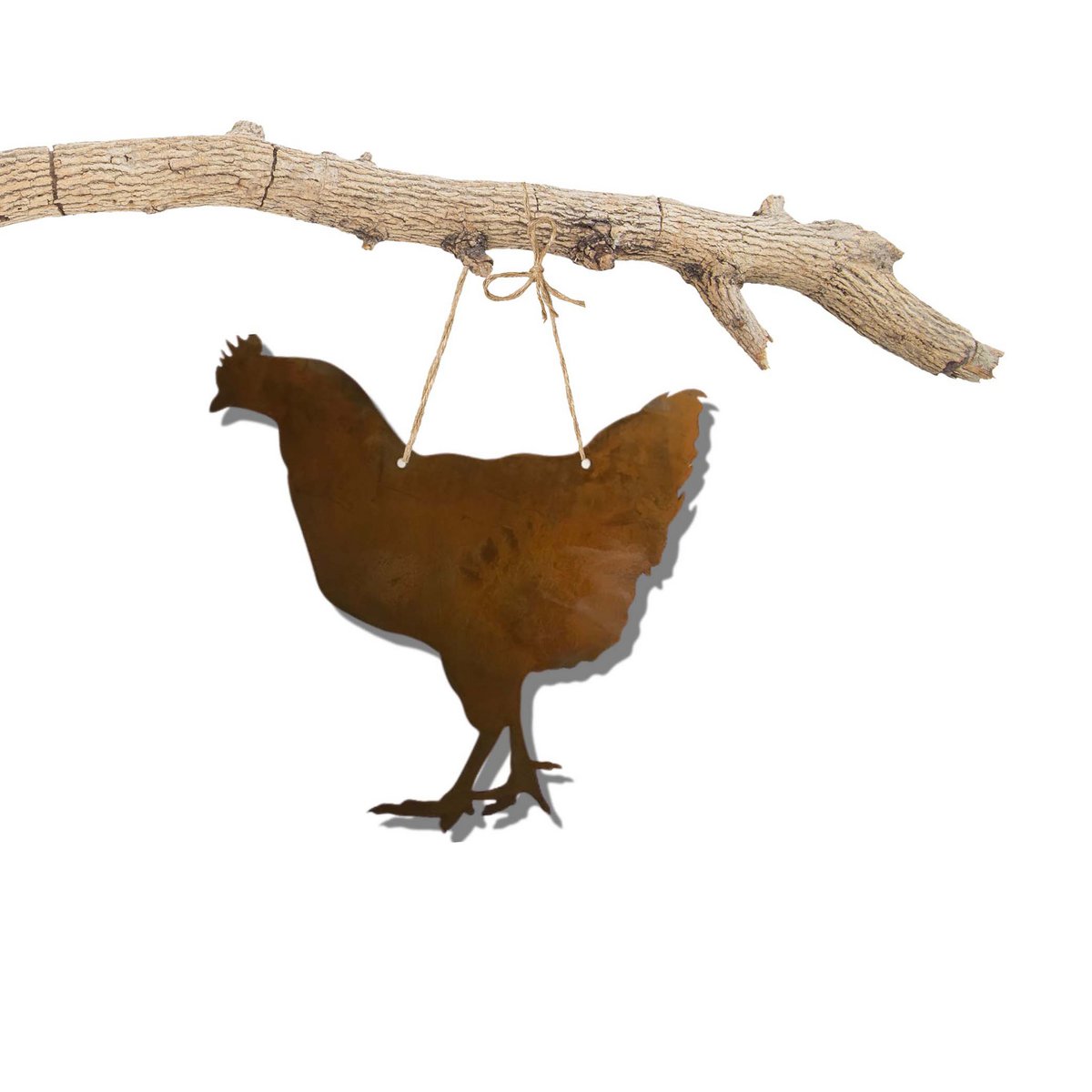 Roestmetalen haan en hen, ca 22 cm