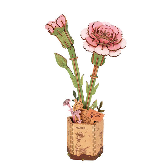 DIY houten roze anjer, 29 cm