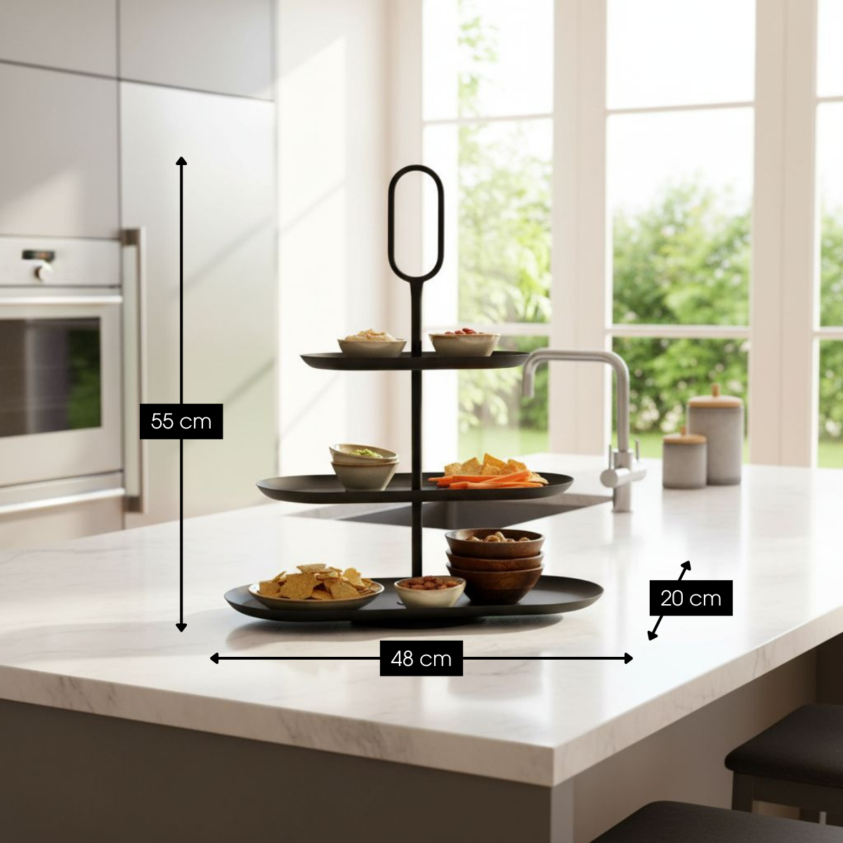 Mica Decorations Rama Etagère – 3-laags Zwart Metaal (48 x 20 x 55 cm)