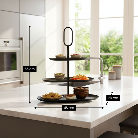 Mica Decorations Rama Etagère – 3-laags Zwart Metaal (48 x 20 x 55 cm)