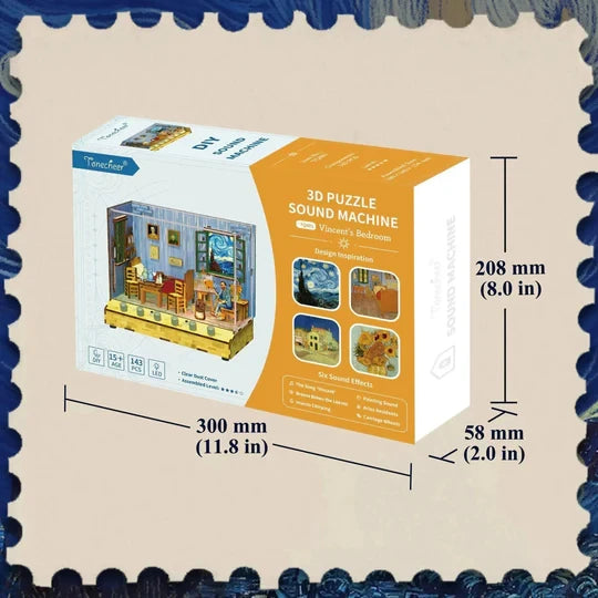DIY miniatuurhuis Vincent’s Bedroom met geluid en stofkap, 18 cm