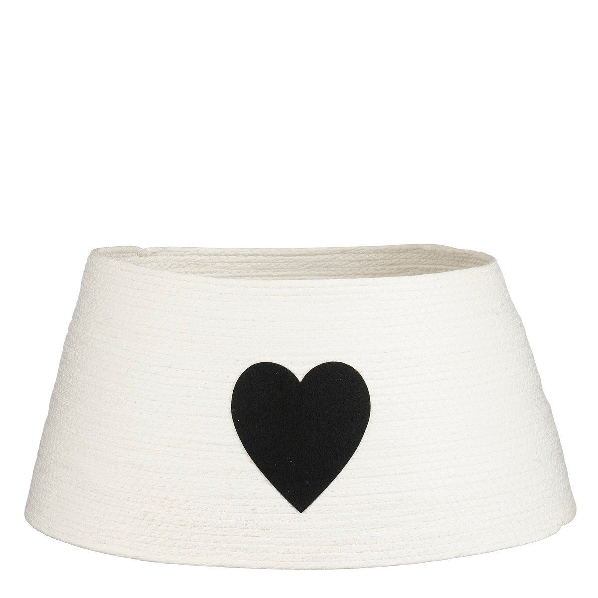Witte kerstboomrok met zwart hart, Ø 50 × 26 cm