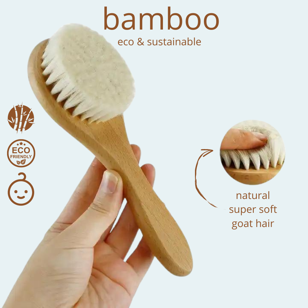 Baby haarborstel van bamboe met geitenhaar