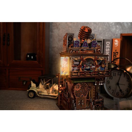 3D houten bouwpakket punk bar bureau organizer 15 × 14 × 25 cm – 161 stukjes