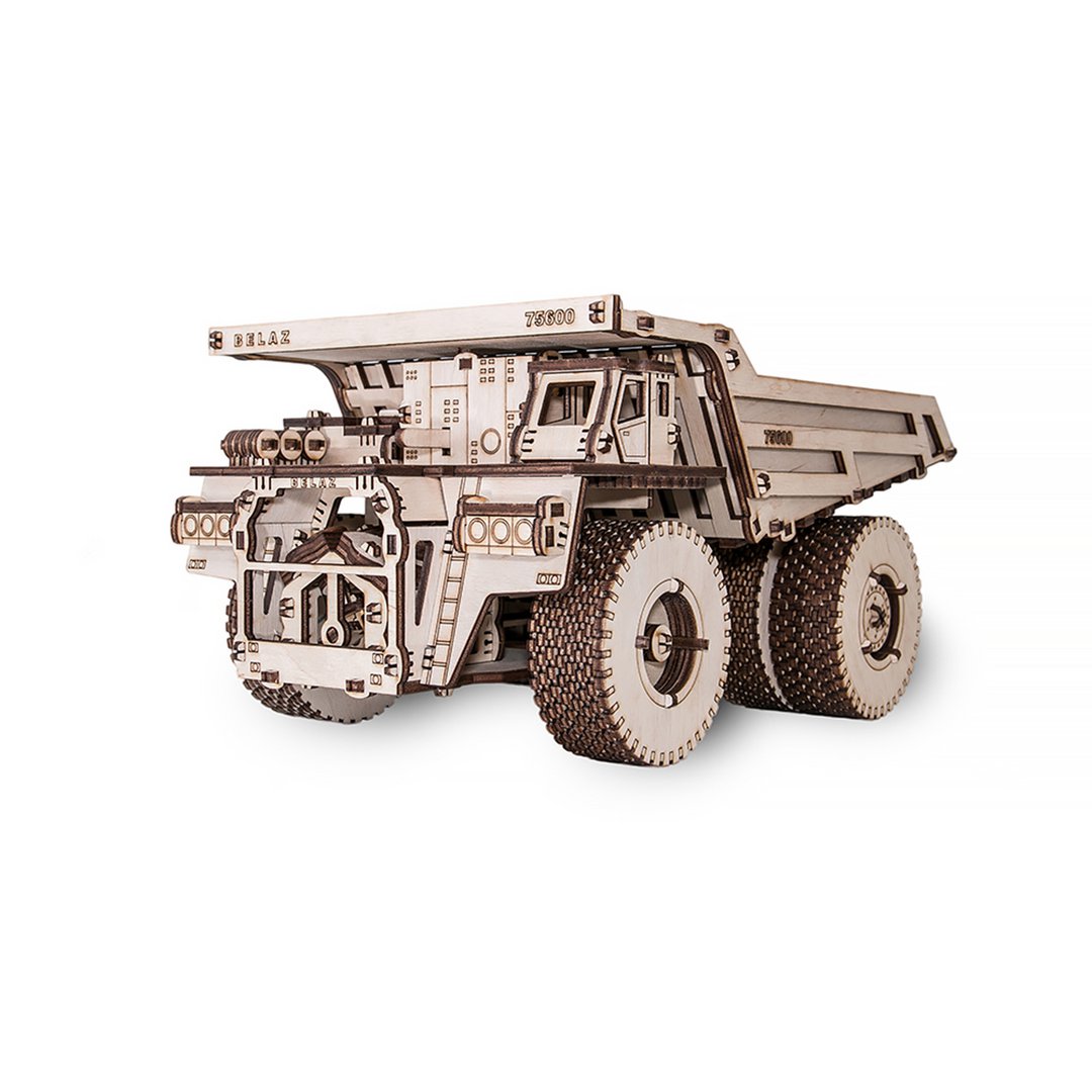 3D mechanische houten puzzel Belaz 75600 truck 31 × 22 × 15,5 cm – 307 stukjes