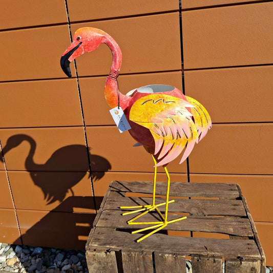 Flamingo plantenbak metaal – decoratieve tuindecoratie met plantenhouder