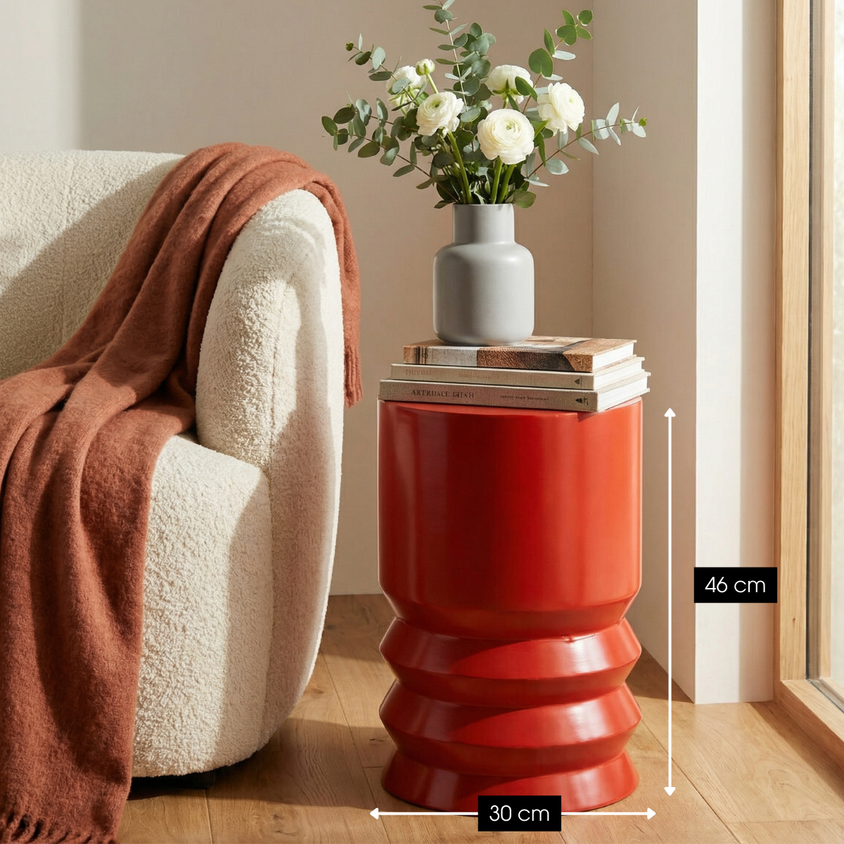 Mart bijzettafel rood, rond, 46 cm