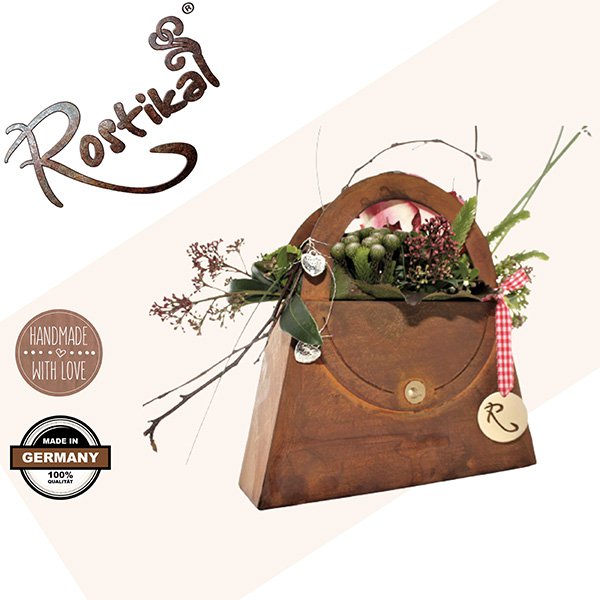 Metalen siertas in roestlook – plantenbak in 3 maten