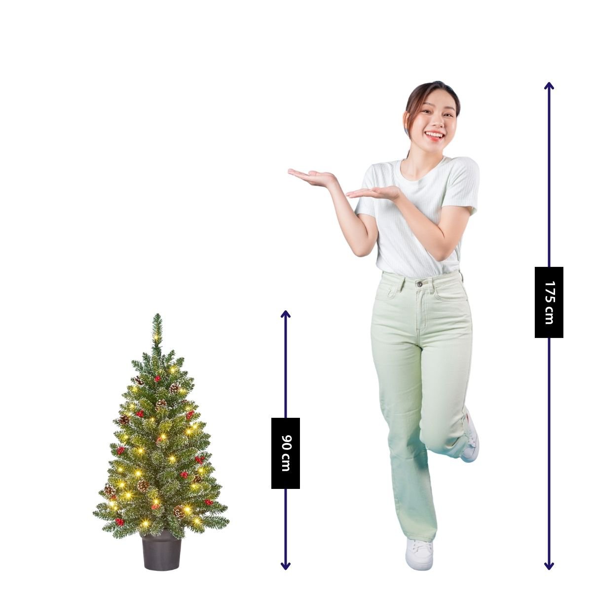 Creston kunstkerstboom met LED, 90 cm, Ø 50 cm