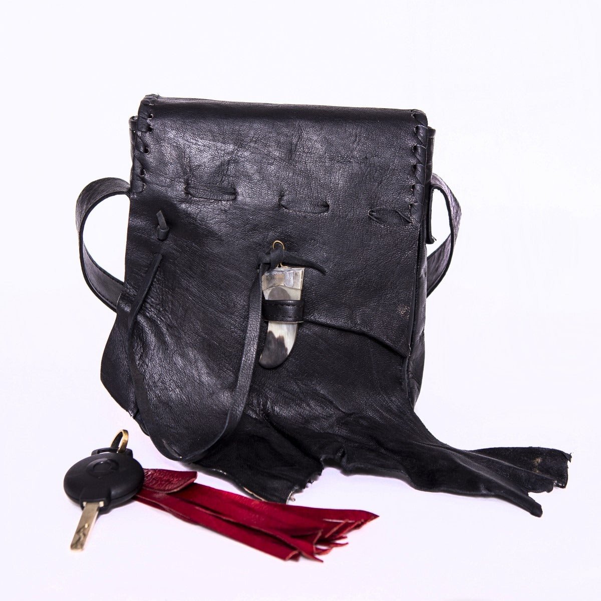 Qabli leren schoudertas, 18 × 4,5 × 22 cm