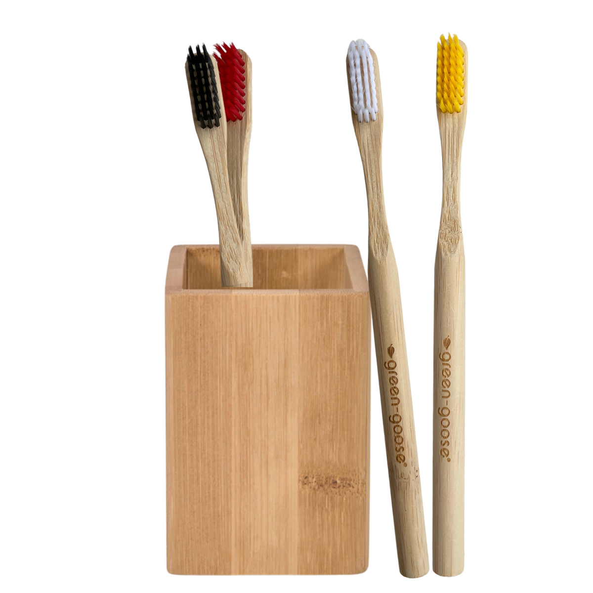 Bamboe tandenborstelhouder met 4 tandenborstels, 8,8 x 6,6 x 12,4 cm