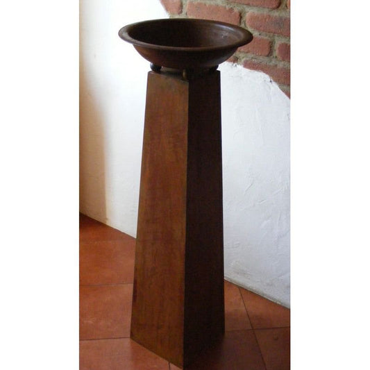 Patina plantenzuil met bloemschaal naar keuze