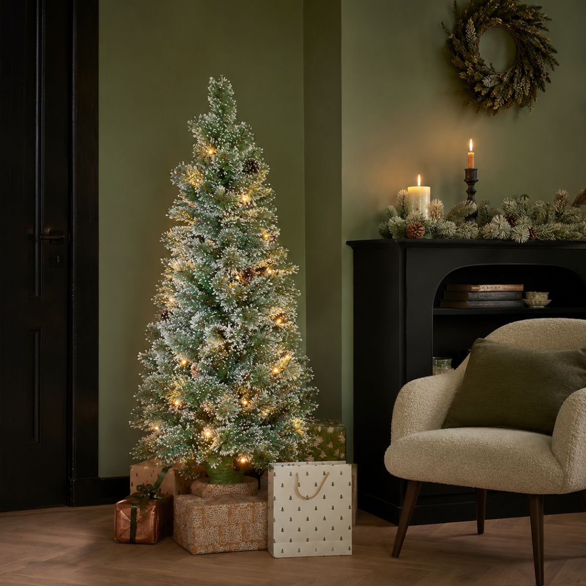 Vandans kunstkerstboom met rijp-effect en LED, 120 cm, Ø 60 cm