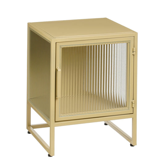 Clifton opbergkast beige, geribbeld glas, 50 cm