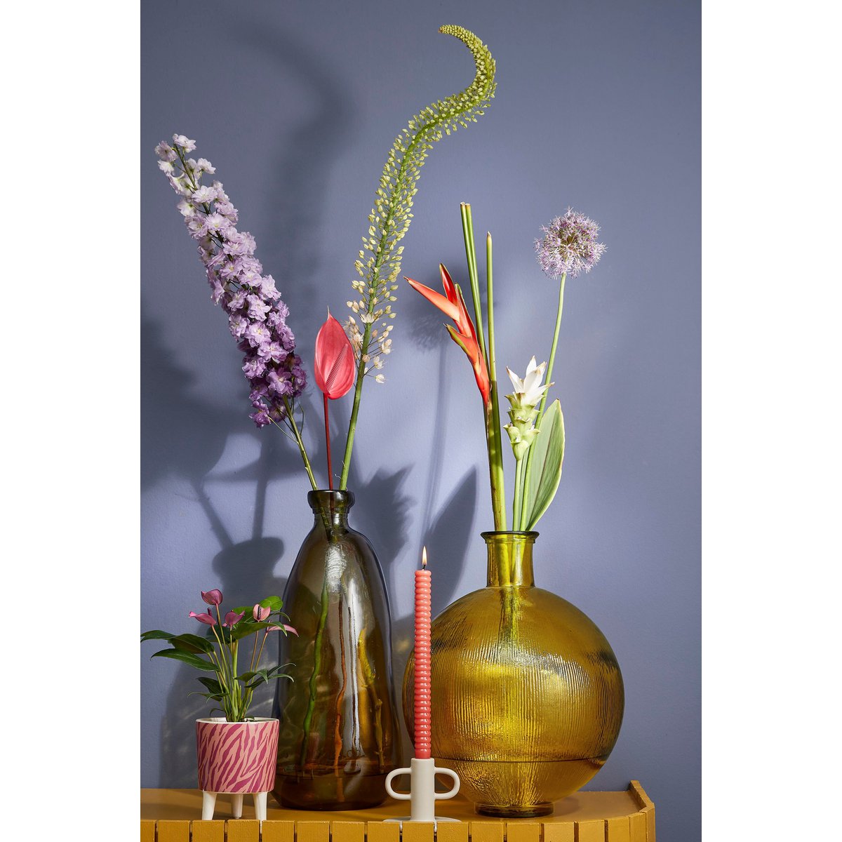 Mica Decorations Firenza Flesvaas – Glas Geel (H42 x Ø34 cm)